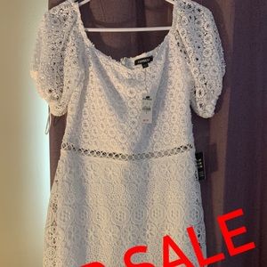 White lace detail midi dress